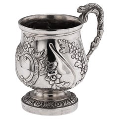 Antique 19th Century Indian Colonial Solid Silver Christening Mug c.1860