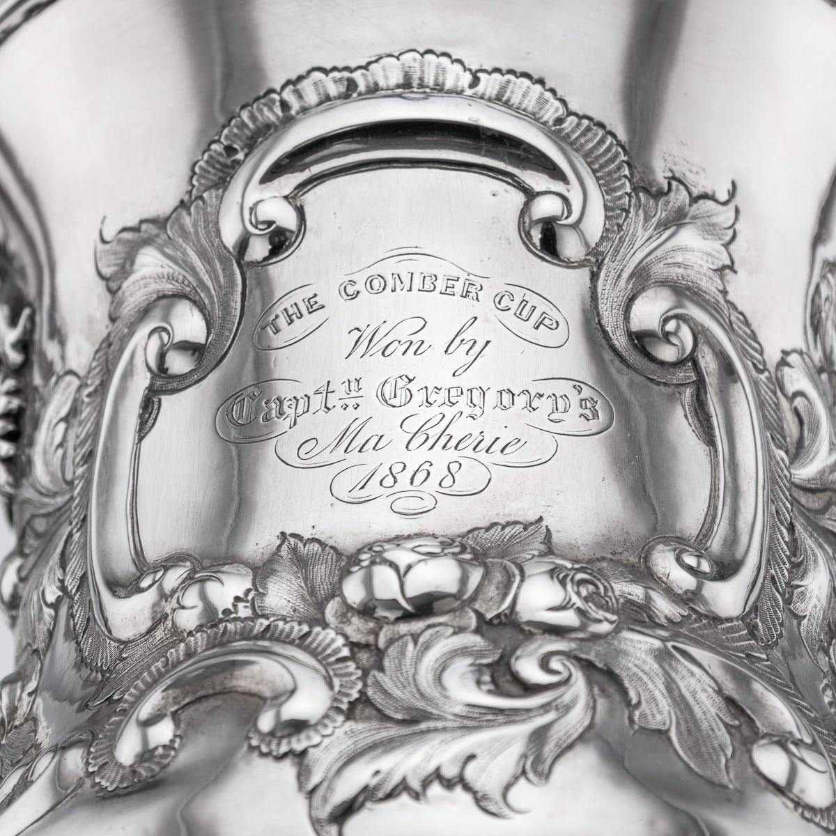 Antique 19th Century Indian Colonial Solid Silver Trophy Cup & Cover c.1860 For Sale 10