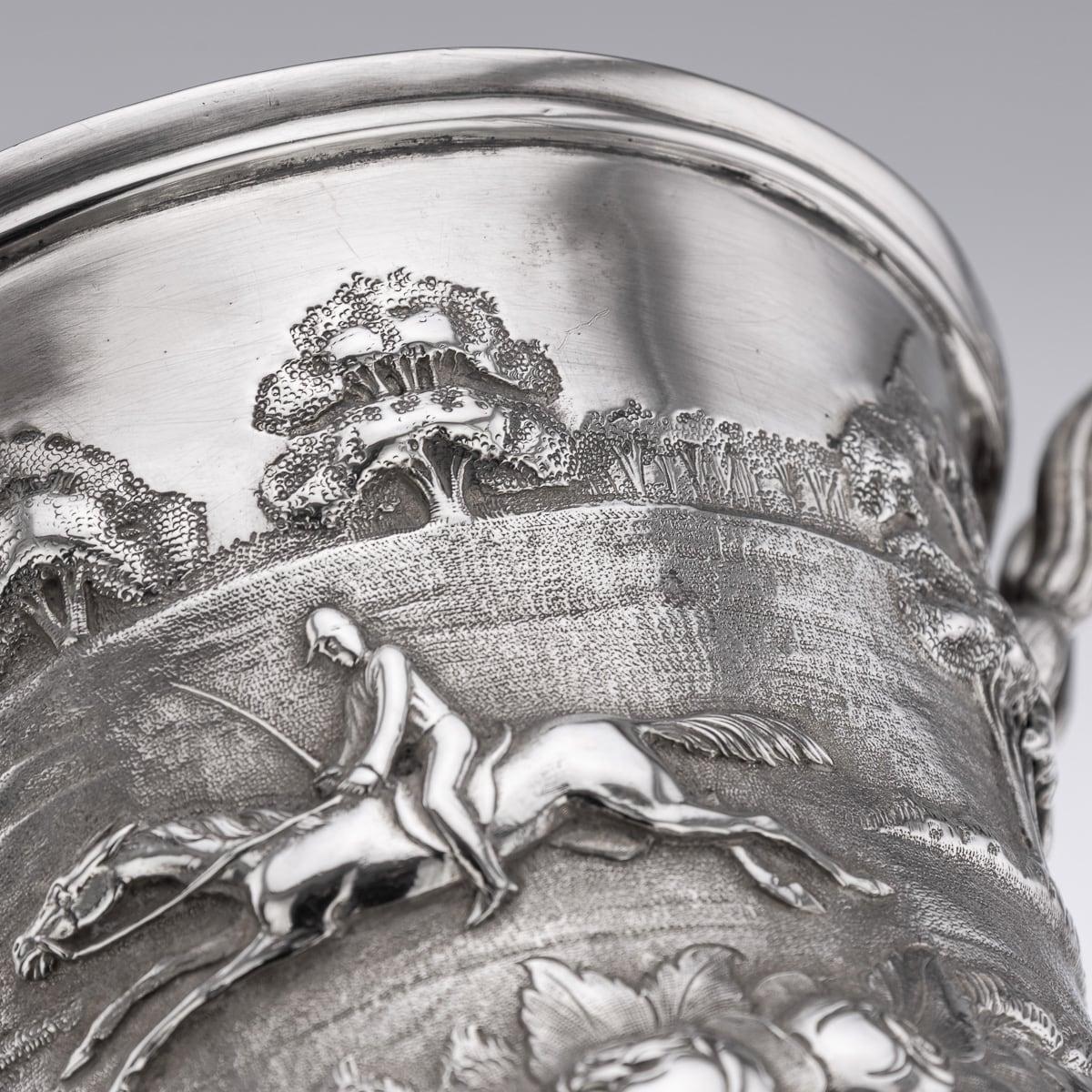 Antique 19th Century Indian Colonial Solid Silver Trophy Cup & Cover c.1860 For Sale 13