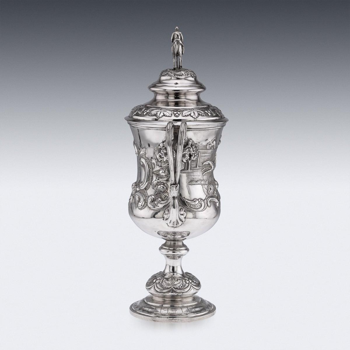 Other Antique 19th Century Indian Colonial Solid Silver Trophy Cup & Cover c.1860 For Sale