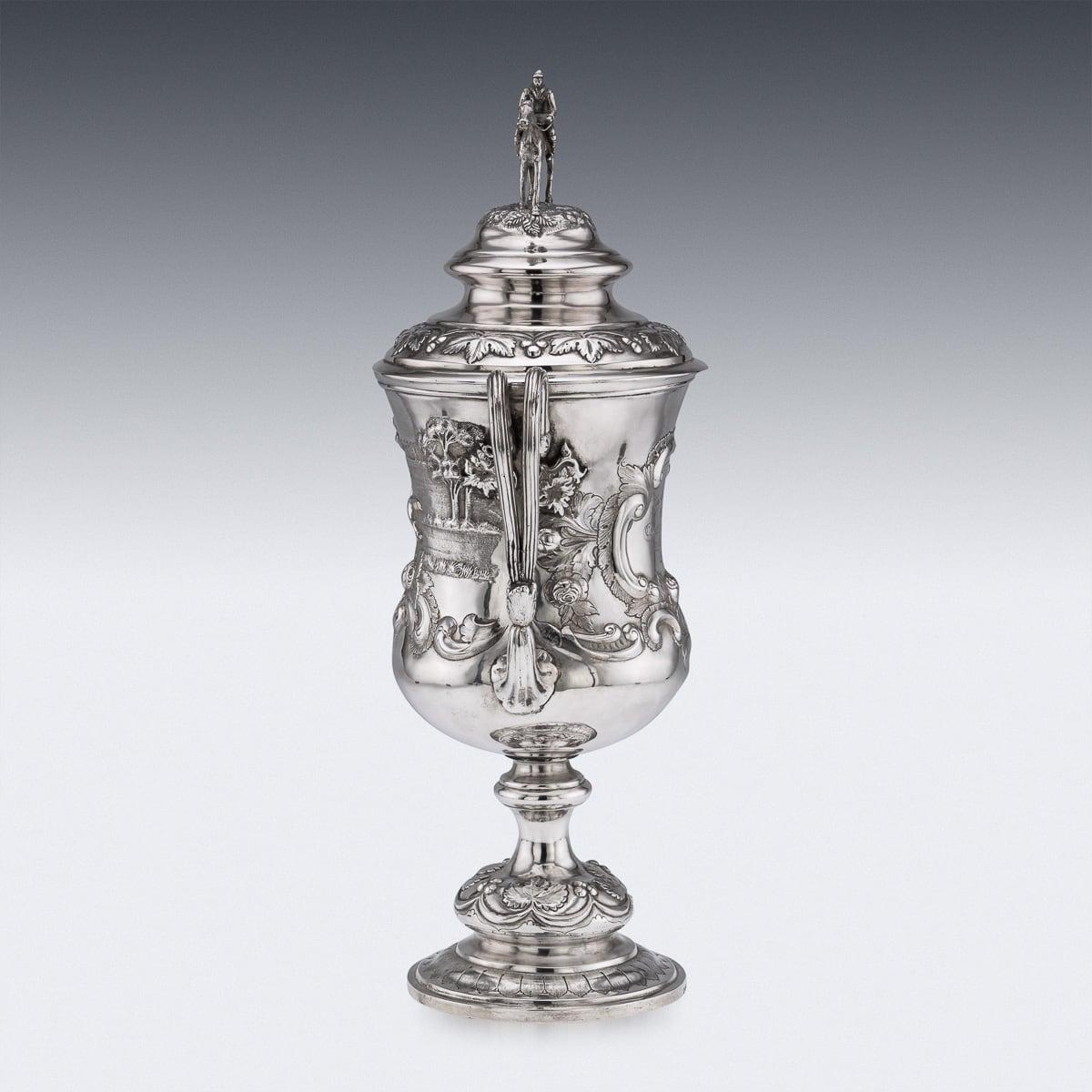 Antique 19th Century Indian Colonial Solid Silver Trophy Cup & Cover c.1860 For Sale 1