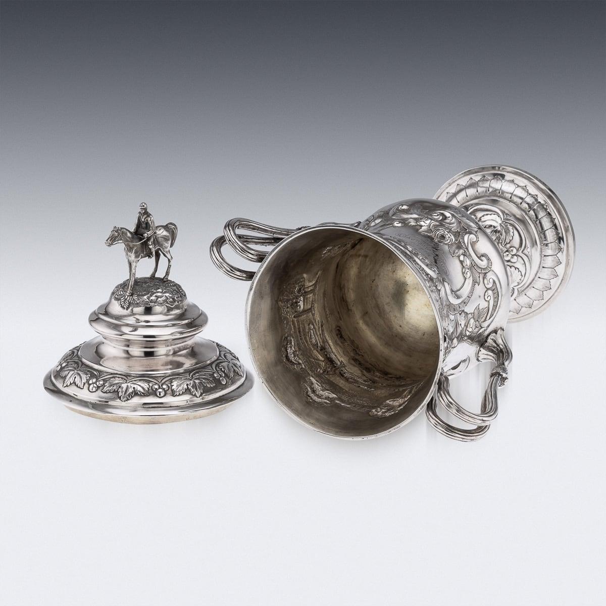 Antique 19th Century Indian Colonial Solid Silver Trophy Cup & Cover c.1860 For Sale 2