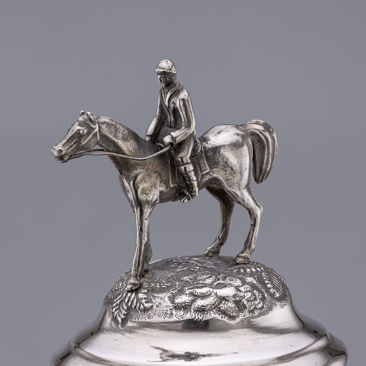 Antique 19th Century Indian Colonial Solid Silver Trophy Cup & Cover c.1860 For Sale 4