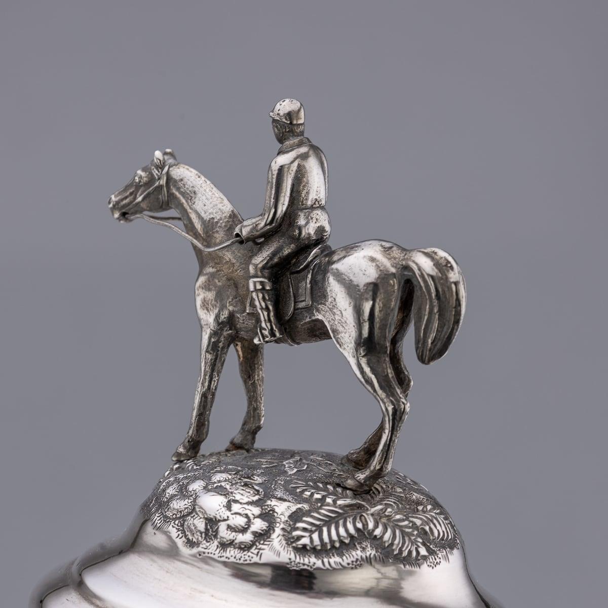 Antique 19th Century Indian Colonial Solid Silver Trophy Cup & Cover c.1860 For Sale 5