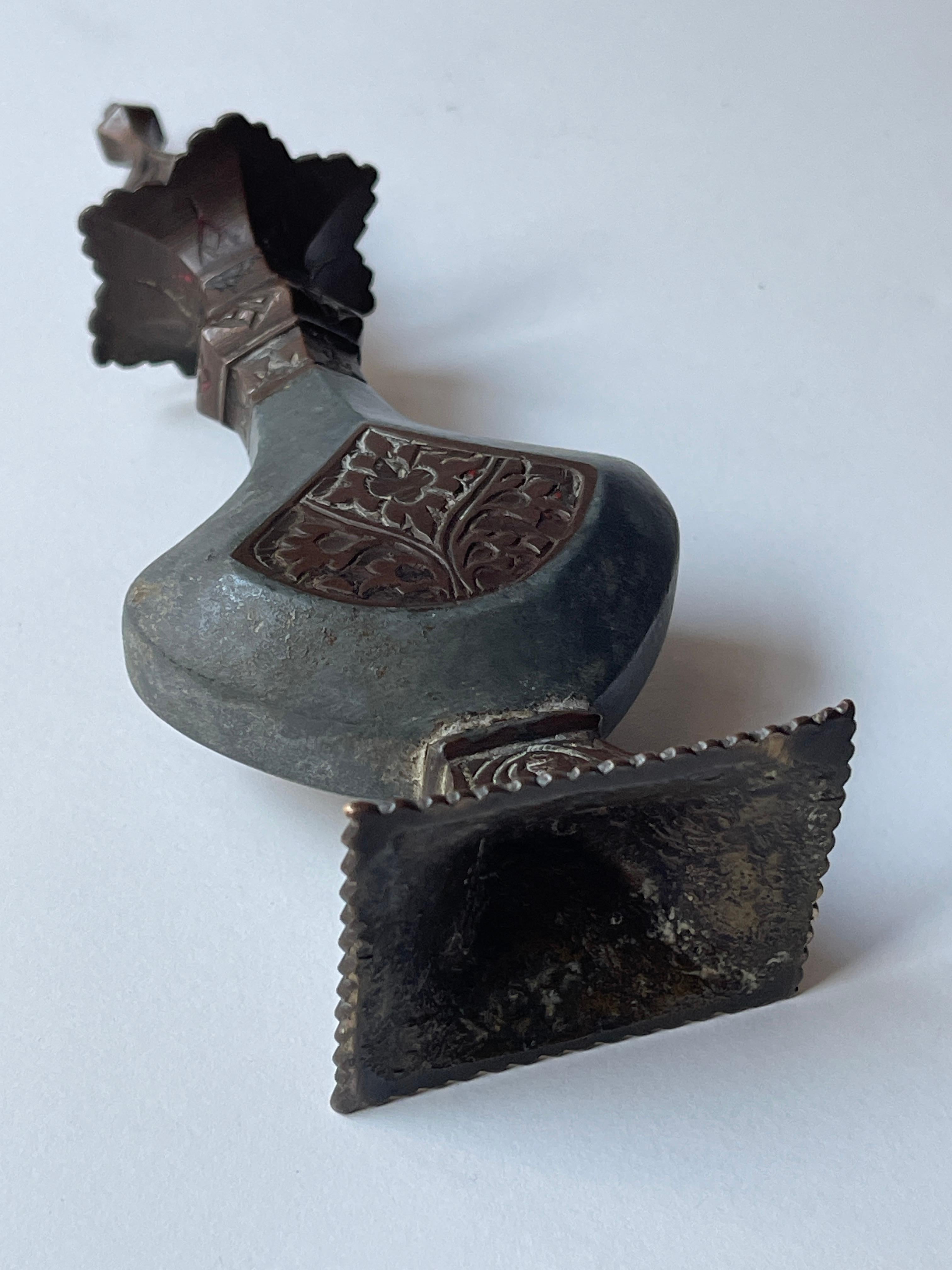 Antique 19th Century Indian Engraved Copper Perfume Bottle For Sale 7