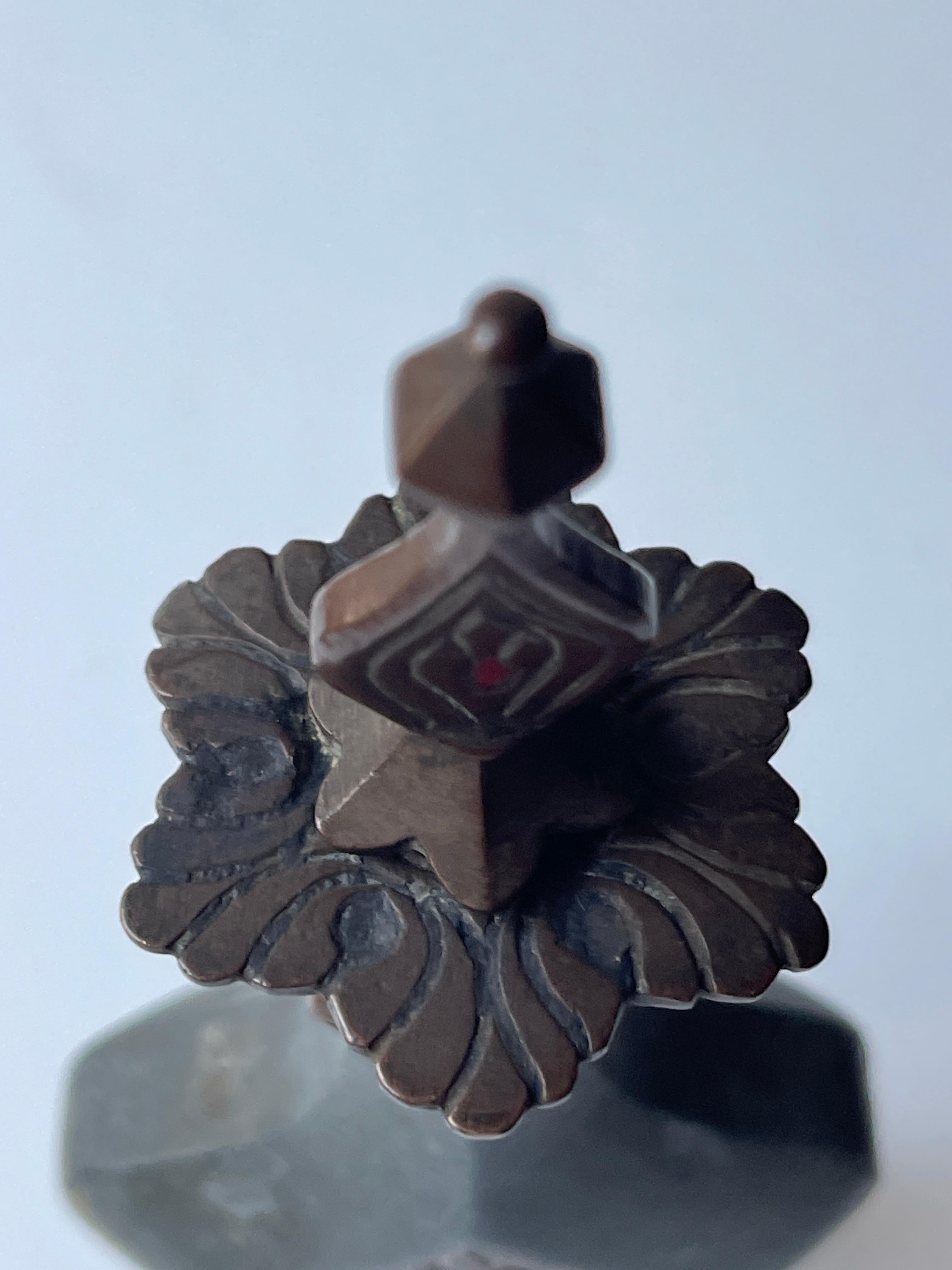 Antique 19th Century Indian Engraved Copper Perfume Bottle For Sale 4