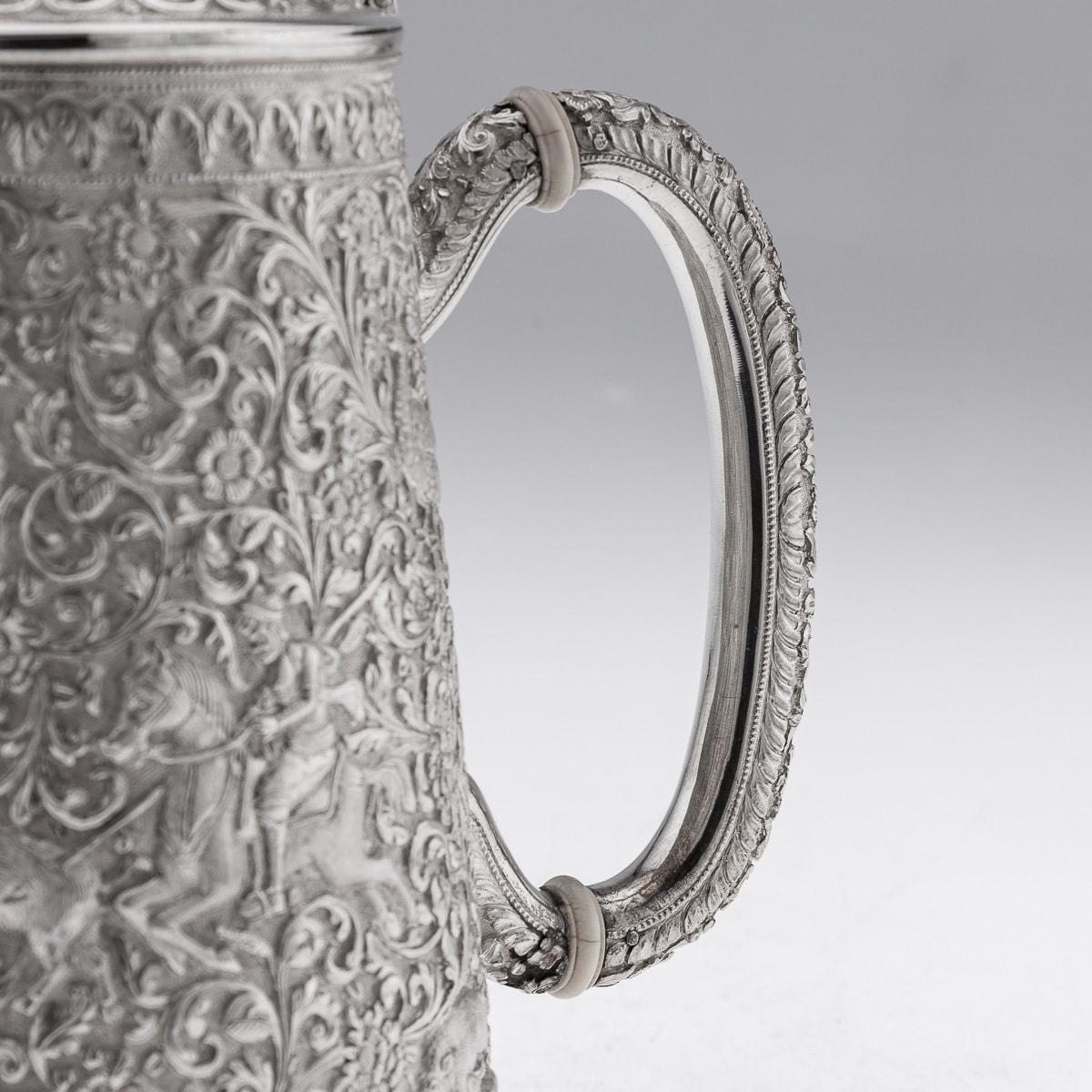 Antique 19th Century Indian Kutch Large Solid Silver Water Ewer c.1880 For Sale 8