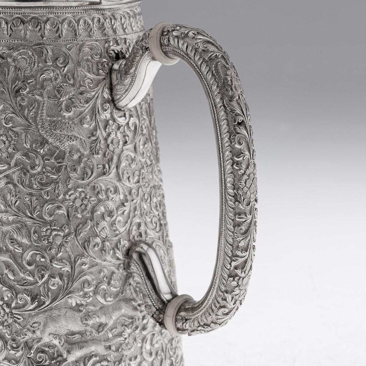 Antique 19th Century Indian Kutch Large Solid Silver Water Ewer c.1880 9