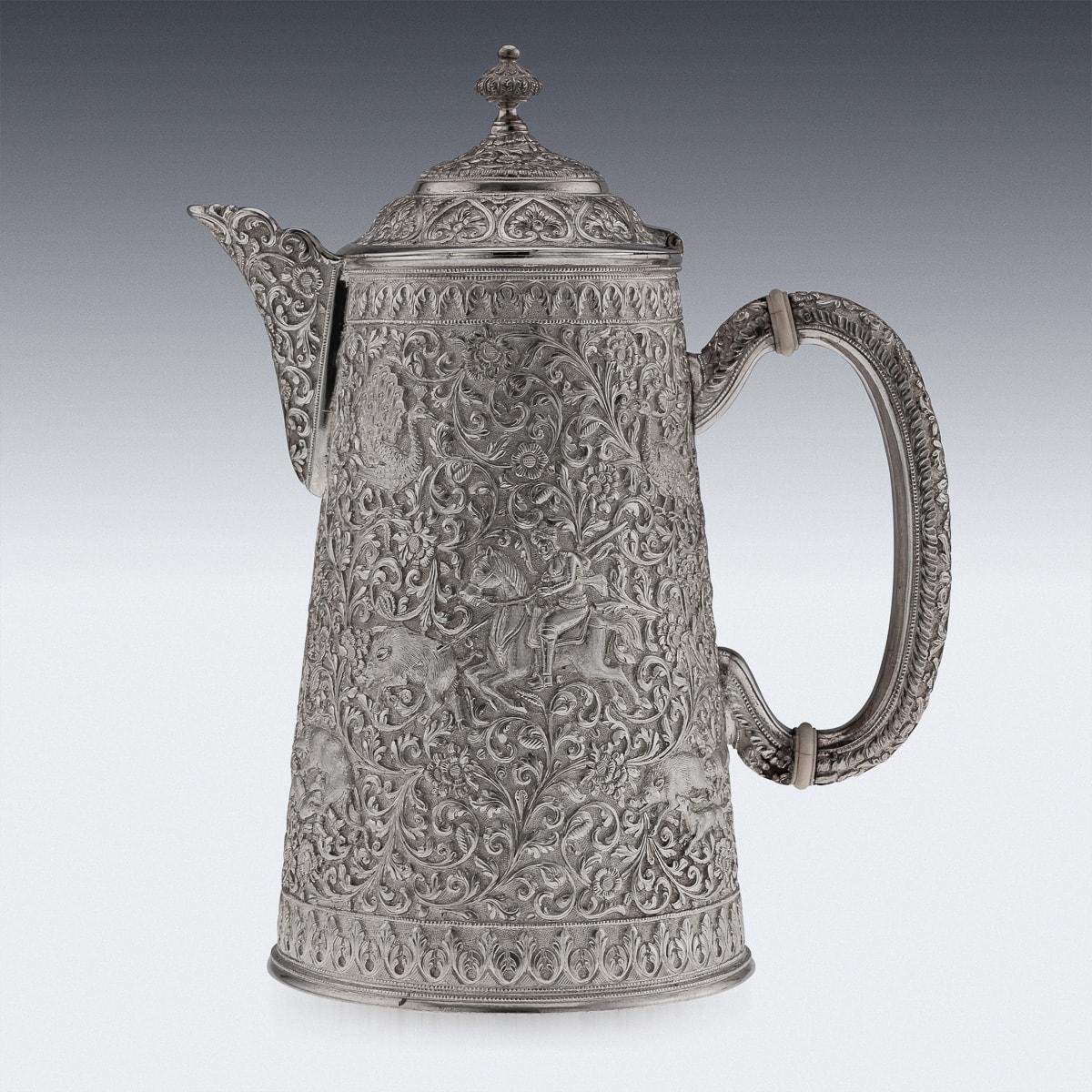 Other Antique 19th Century Indian Kutch Large Solid Silver Water Ewer c.1880 For Sale