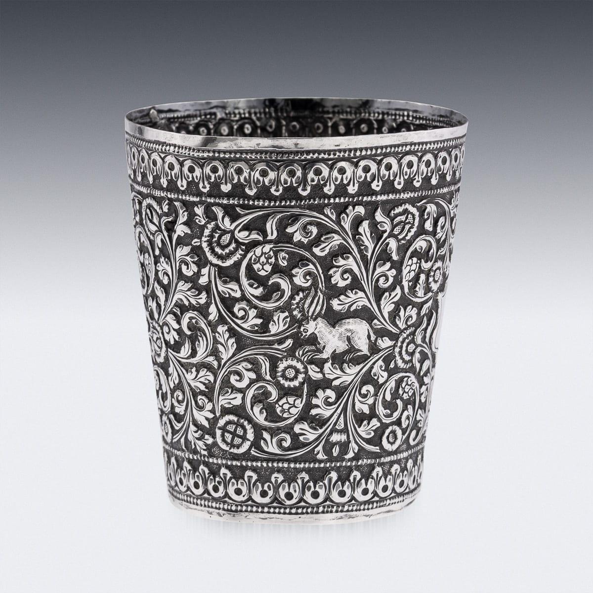 Vaso antiguo de plata maciza de Kutch (India) del siglo XIX c.1880 en Bueno estado para la venta en Royal Tunbridge Wells, Kent