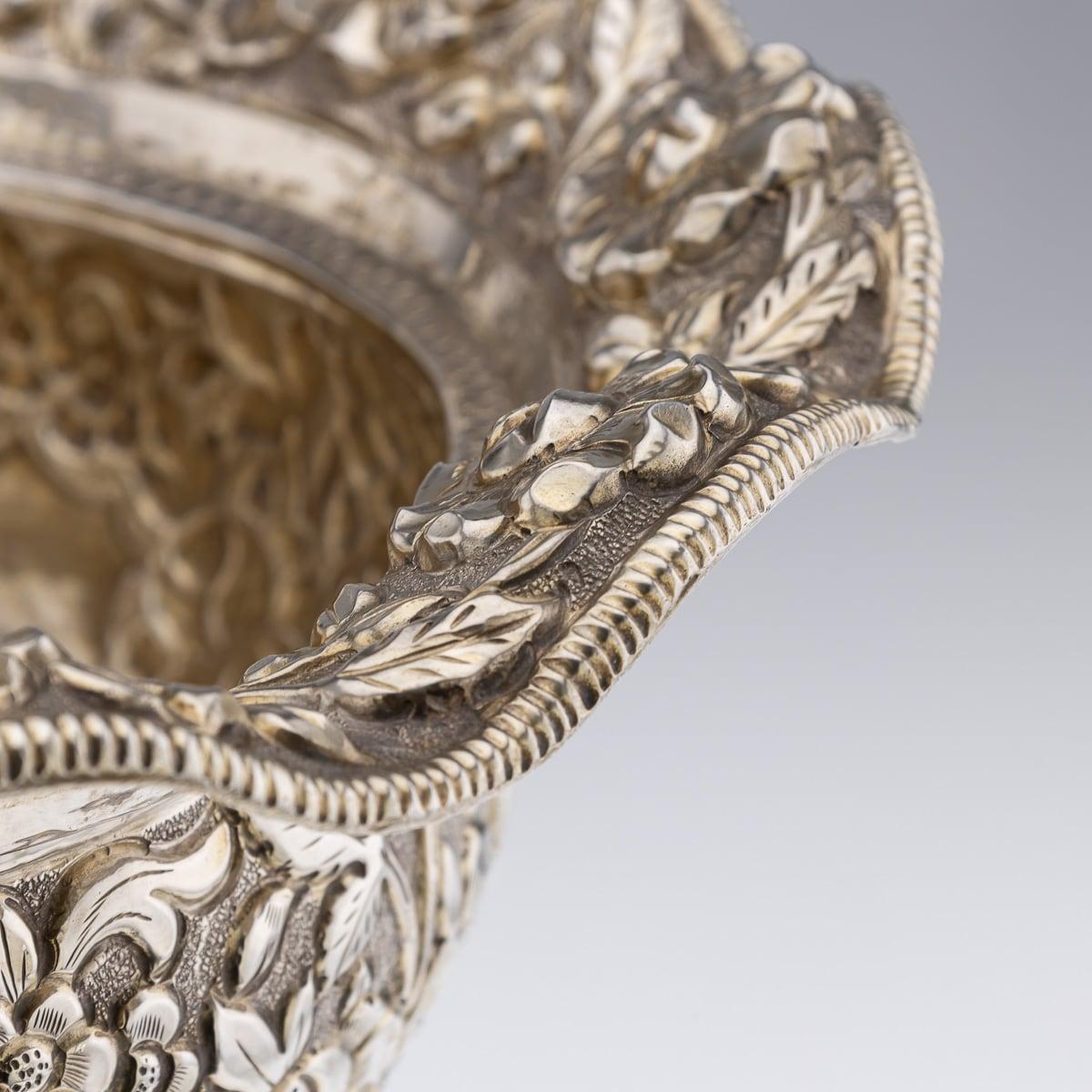 Centre de table indien ancien du 19ème siècle en argent massif, vers 1890 en vente 4