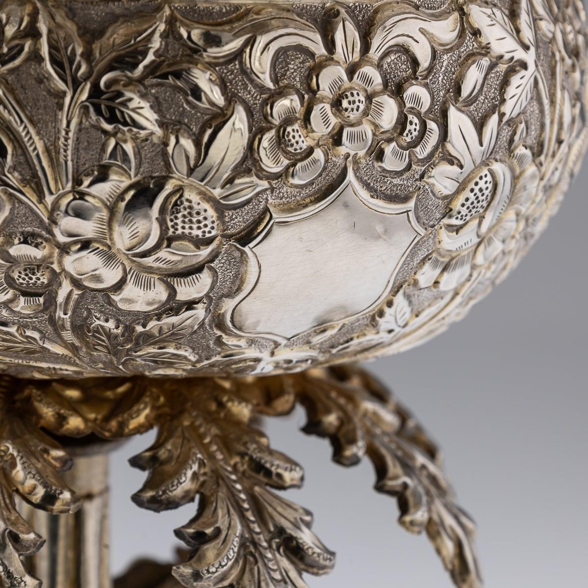 Centre de table indien ancien du 19ème siècle en argent massif, vers 1890 en vente 5
