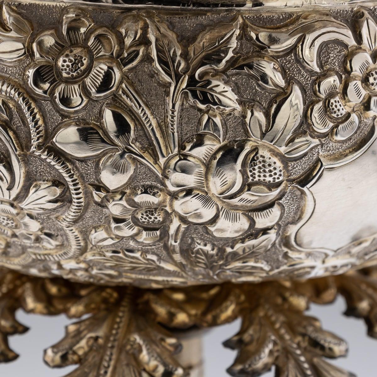 Centre de table indien ancien du 19ème siècle en argent massif, vers 1890 en vente 6