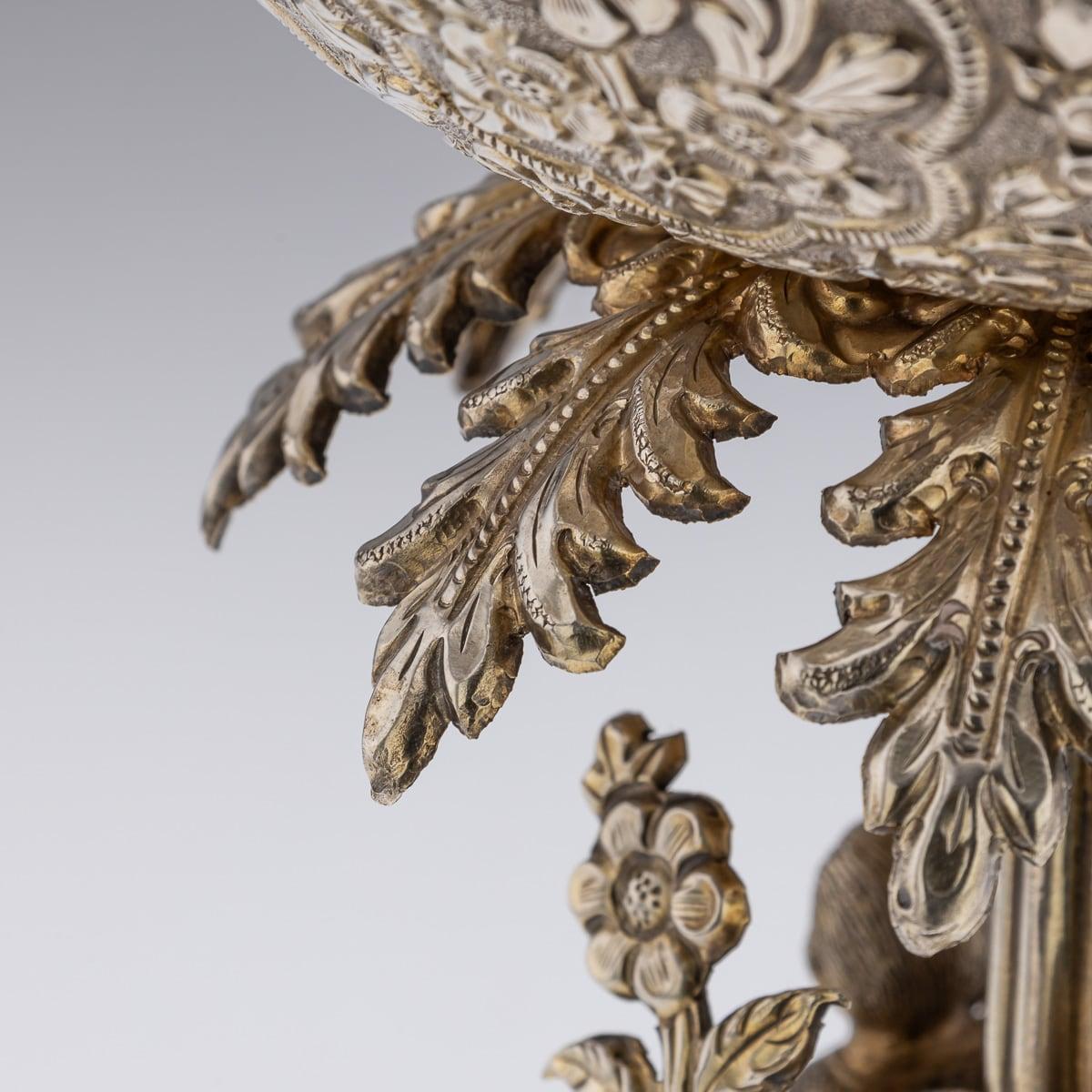 Centre de table indien ancien du 19ème siècle en argent massif, vers 1890 en vente 7