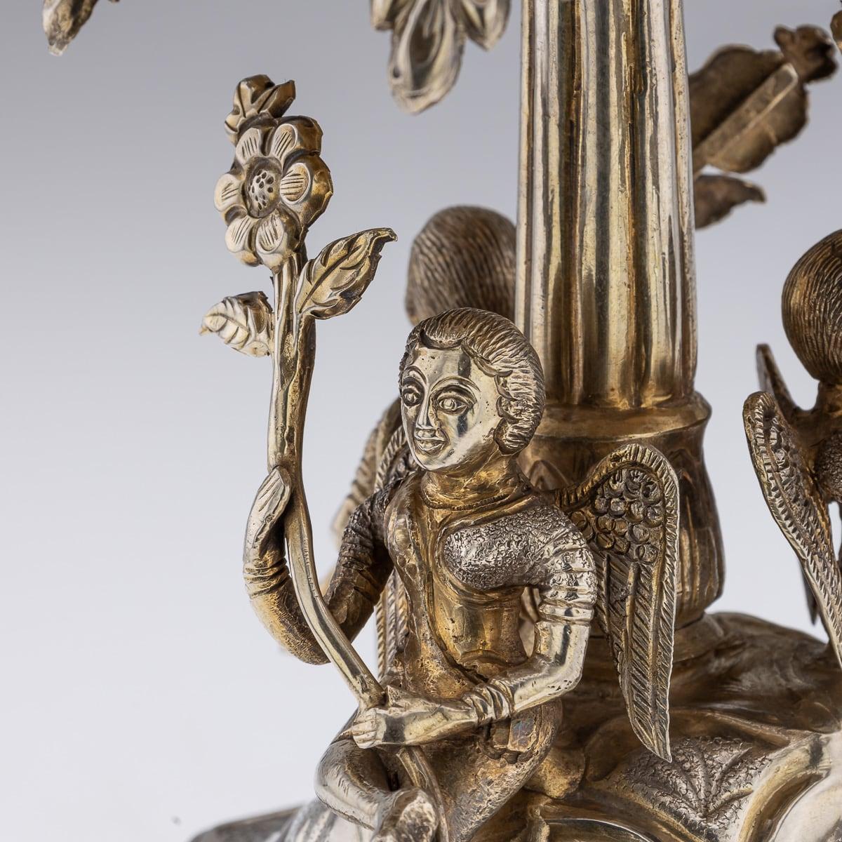 Centre de table indien ancien du 19ème siècle en argent massif, vers 1890 en vente 8