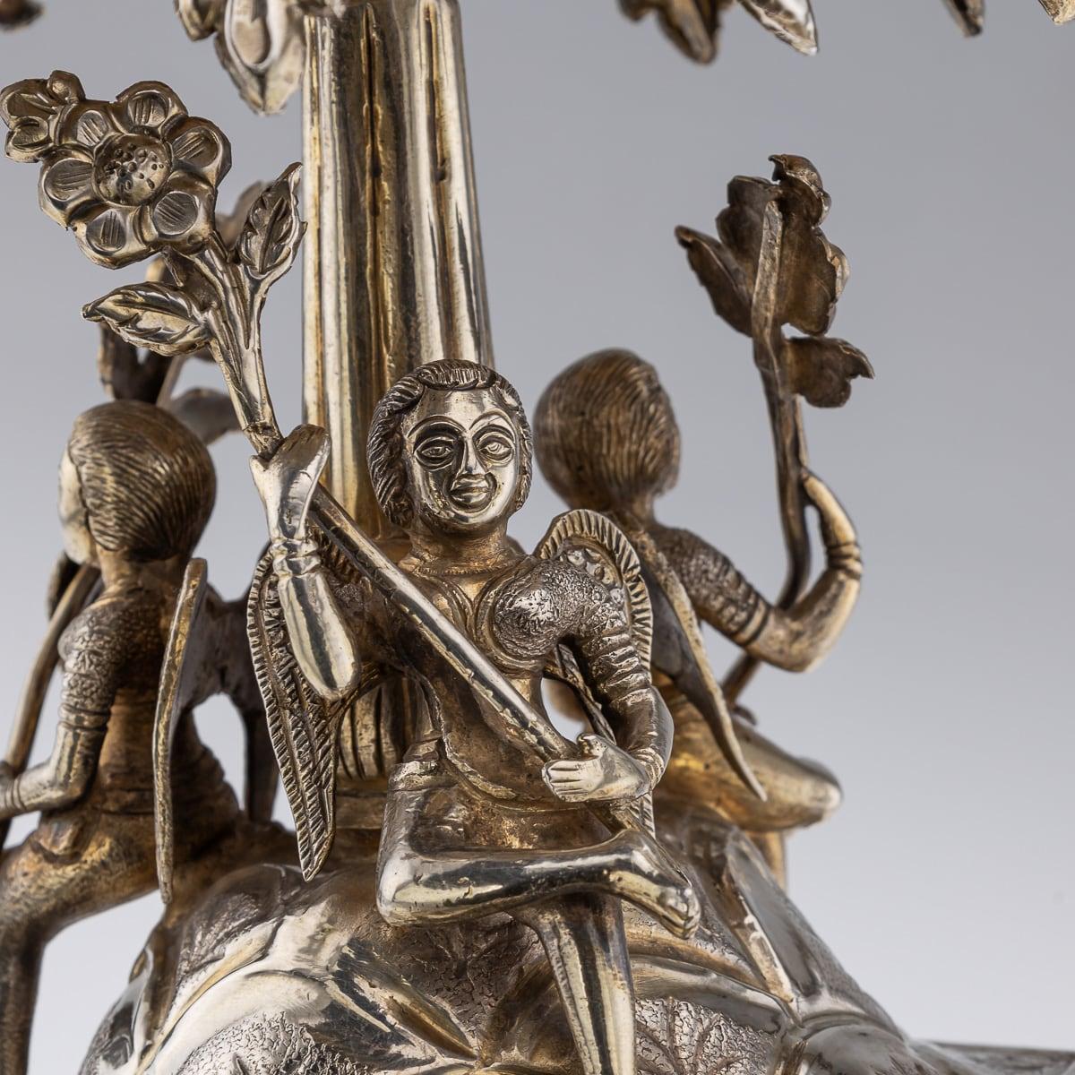 Centre de table indien ancien du 19ème siècle en argent massif, vers 1890 en vente 10