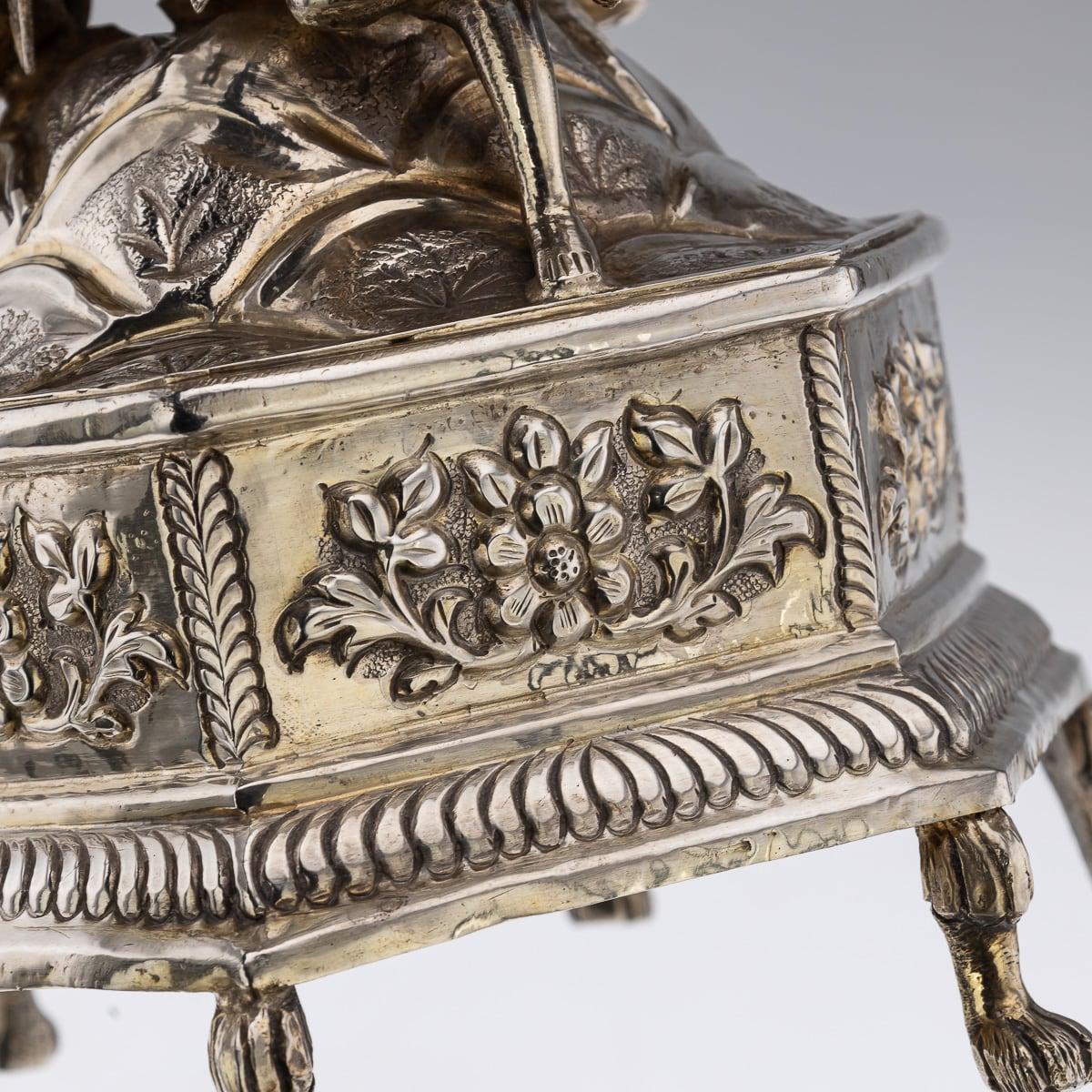 Centre de table indien ancien du 19ème siècle en argent massif, vers 1890 en vente 11