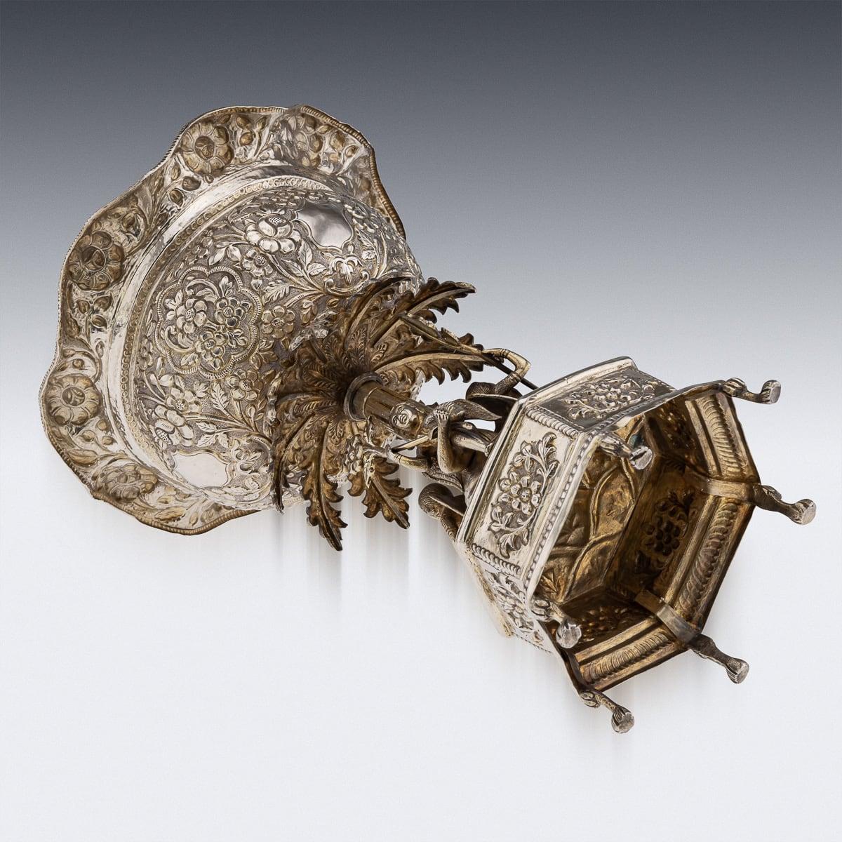 Centre de table indien ancien du 19ème siècle en argent massif, vers 1890 en vente 1