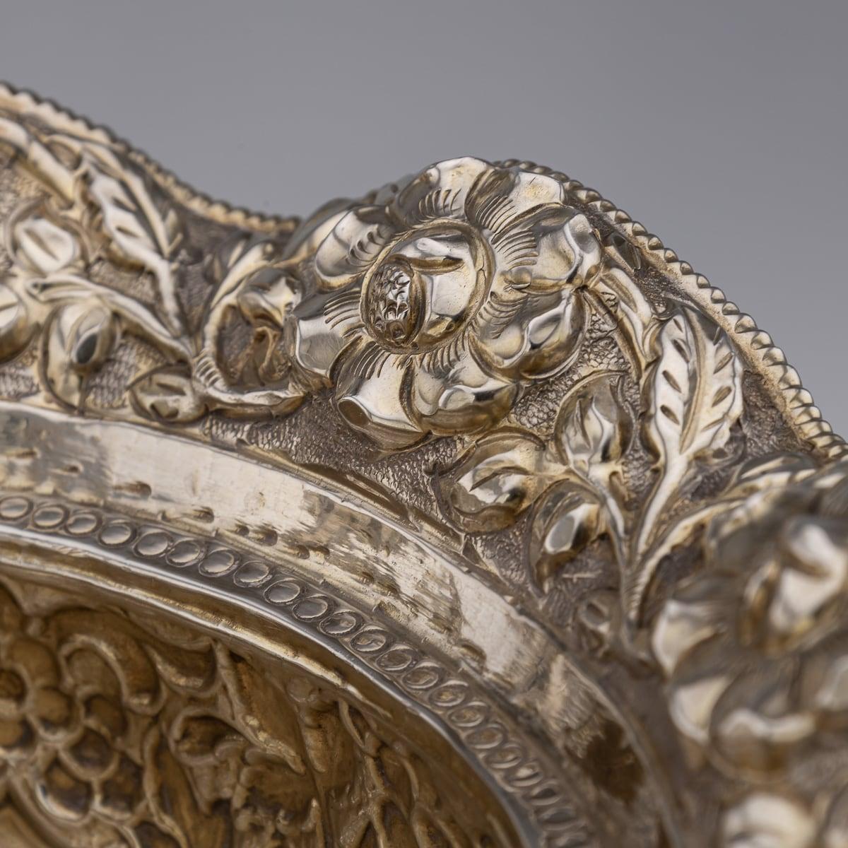 Centre de table indien ancien du 19ème siècle en argent massif, vers 1890 en vente 2