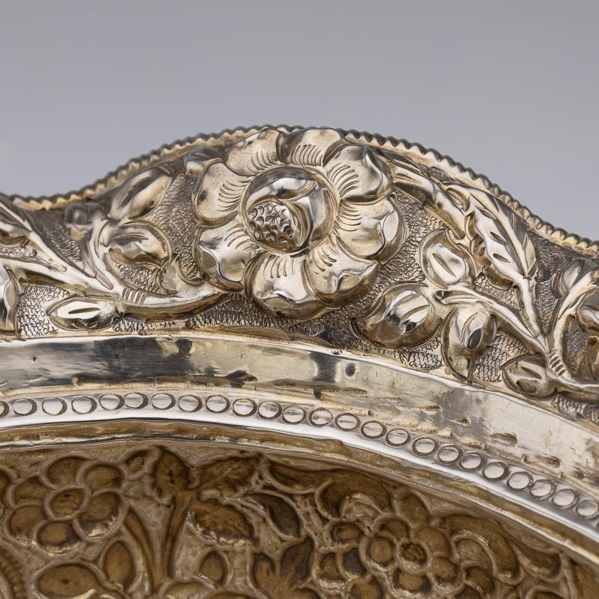 Centre de table indien ancien du 19ème siècle en argent massif, vers 1890 en vente 3