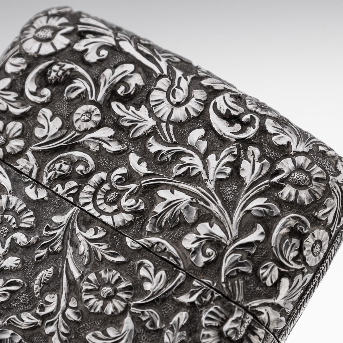 Antique 19th Century Indian Kutch Solid Silver Cigar Case c.1880 For Sale 11