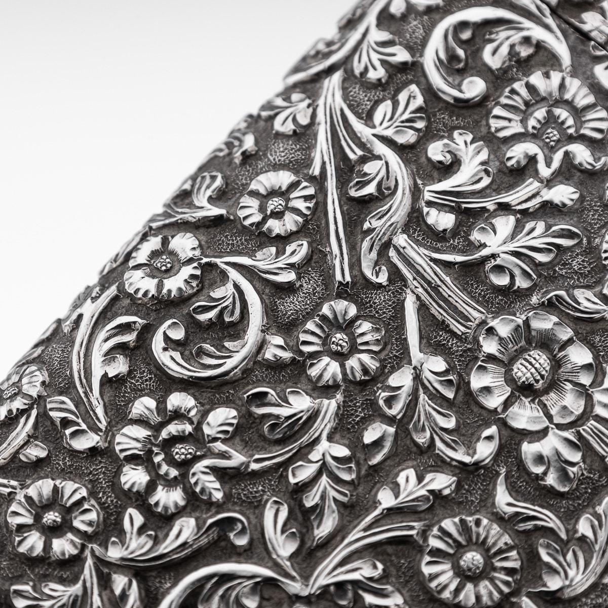 Antique 19th Century Indian Kutch Solid Silver Cigar Case c.1880 For Sale 13