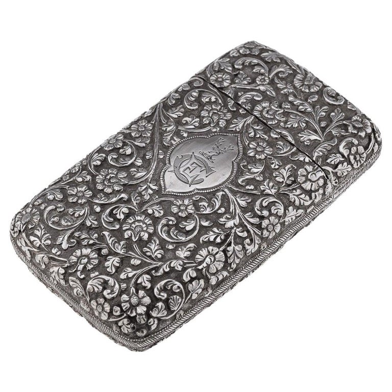 Antique 19th Century Indian Kutch Solid Silver Cigar Case c.1880 at 1stDibs