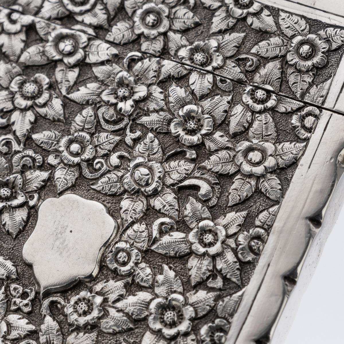 Étui à cigarettes indien ancien Kutch du 19ème siècle en argent massif vers 1890 en vente 3