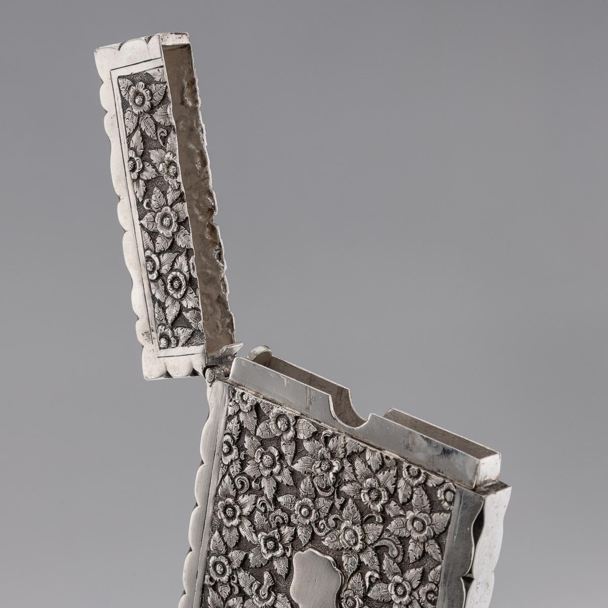 XIXe siècle Étui à cigarettes indien ancien Kutch du 19ème siècle en argent massif vers 1890 en vente