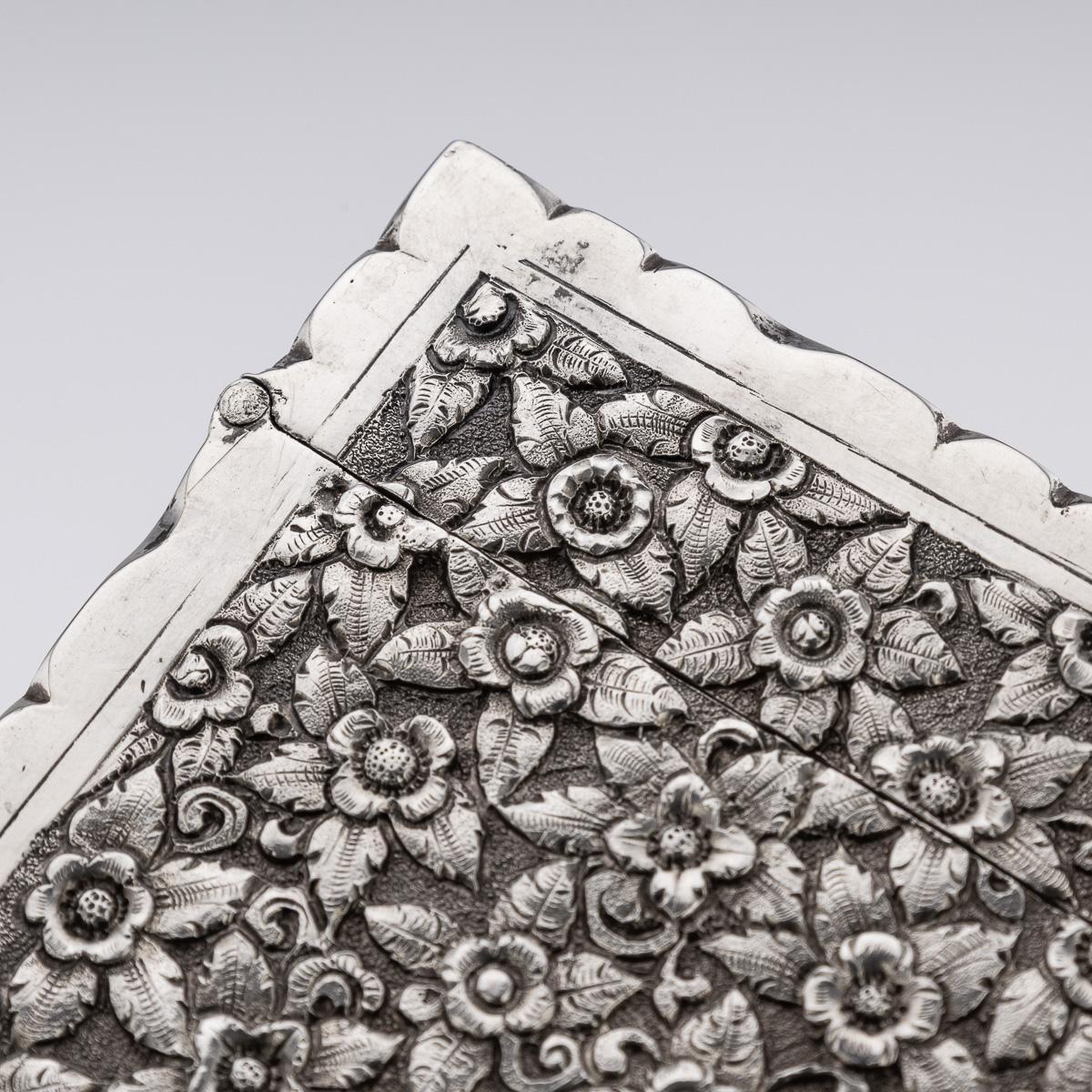 Étui à cigarettes indien ancien Kutch du 19ème siècle en argent massif vers 1890 en vente 1