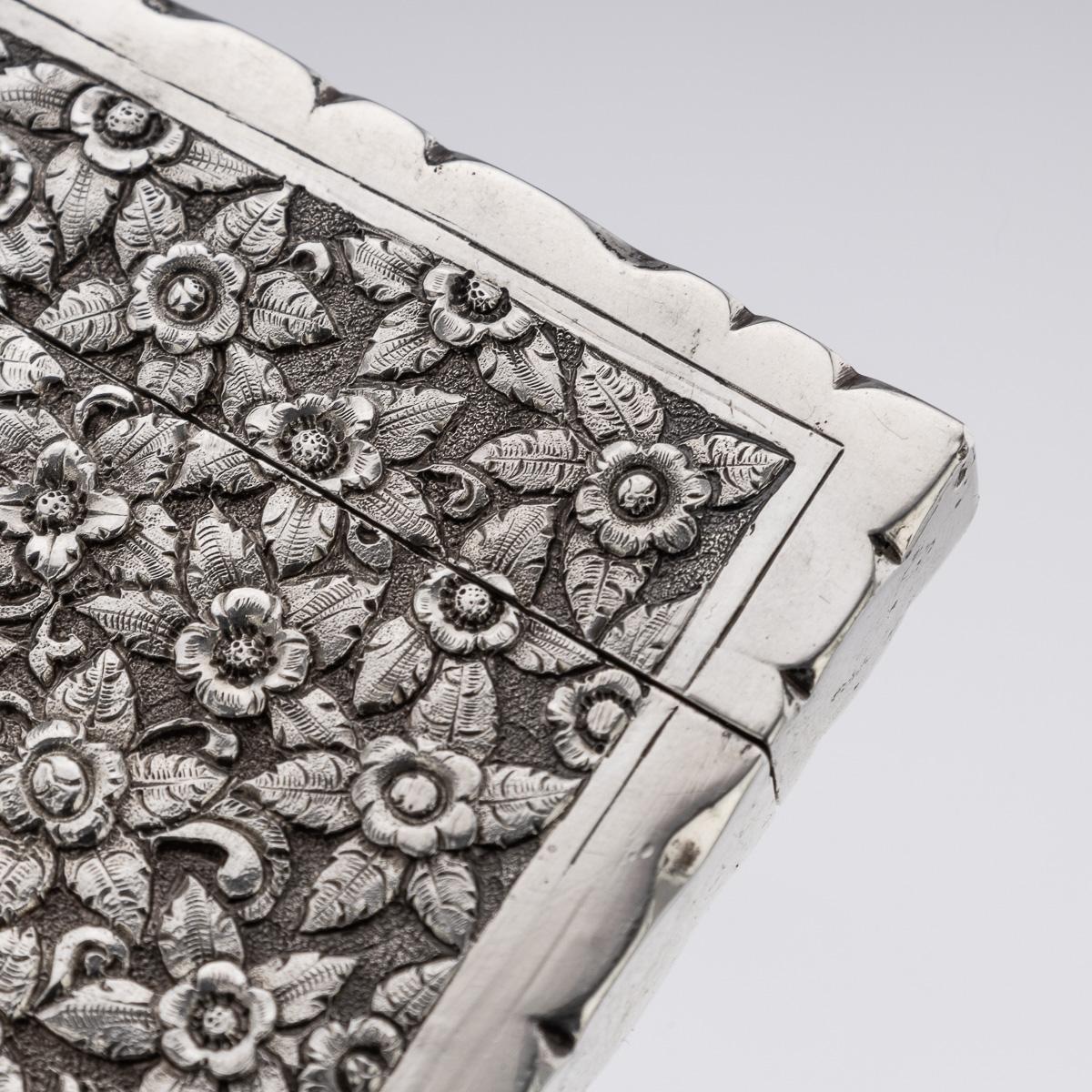 Étui à cigarettes indien ancien Kutch du 19ème siècle en argent massif vers 1890 en vente 2