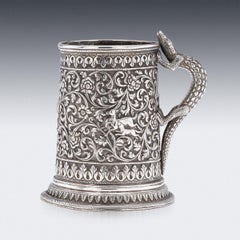 Antique 19th Century Indian Kutch Solid Silver Mug, Oomersi Mawji Bhuj c.1890