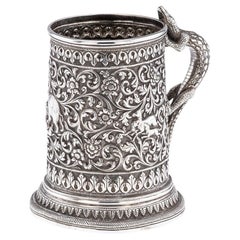 Antique 19th Century Indian Kutch Solid Silver Mug, Oomersi Mawji Bhuj c.1890