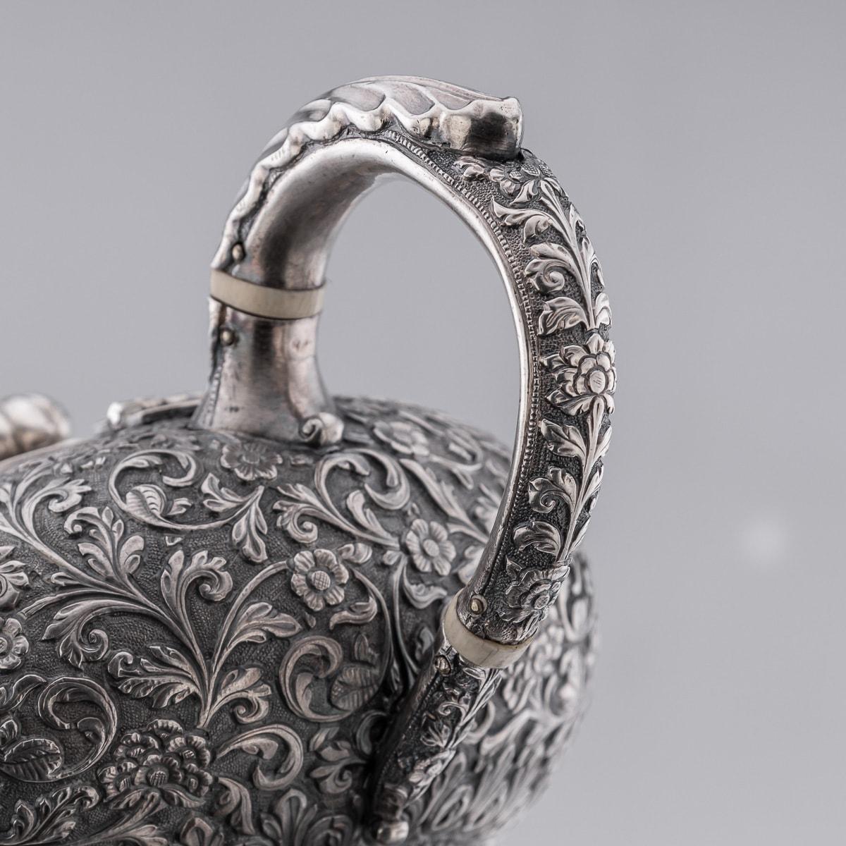 Antique 19th Century Indian Kutch Solid Silver Tea Set, Oomersi Mawji c.1890 6