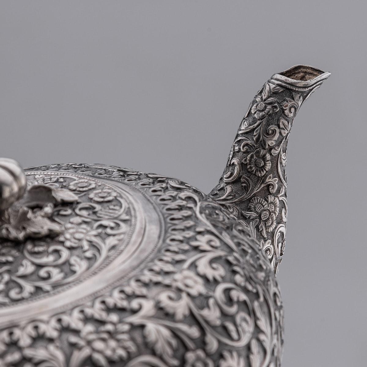 Antique 19th Century Indian Kutch Solid Silver Tea Set, Oomersi Mawji c.1890 7
