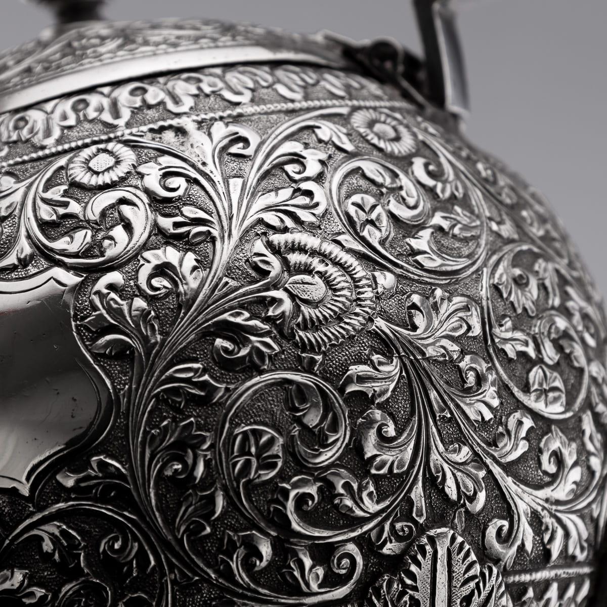 Antique 19th Century Indian Kutch Solid Silver Teapot c.1890 For Sale 10