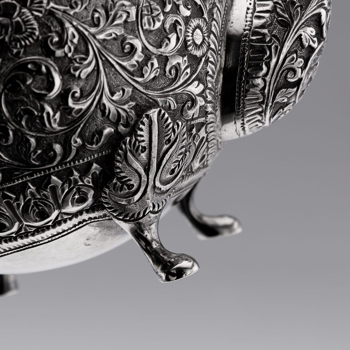 Antique 19th Century Indian Kutch Solid Silver Teapot c.1890 For Sale 13