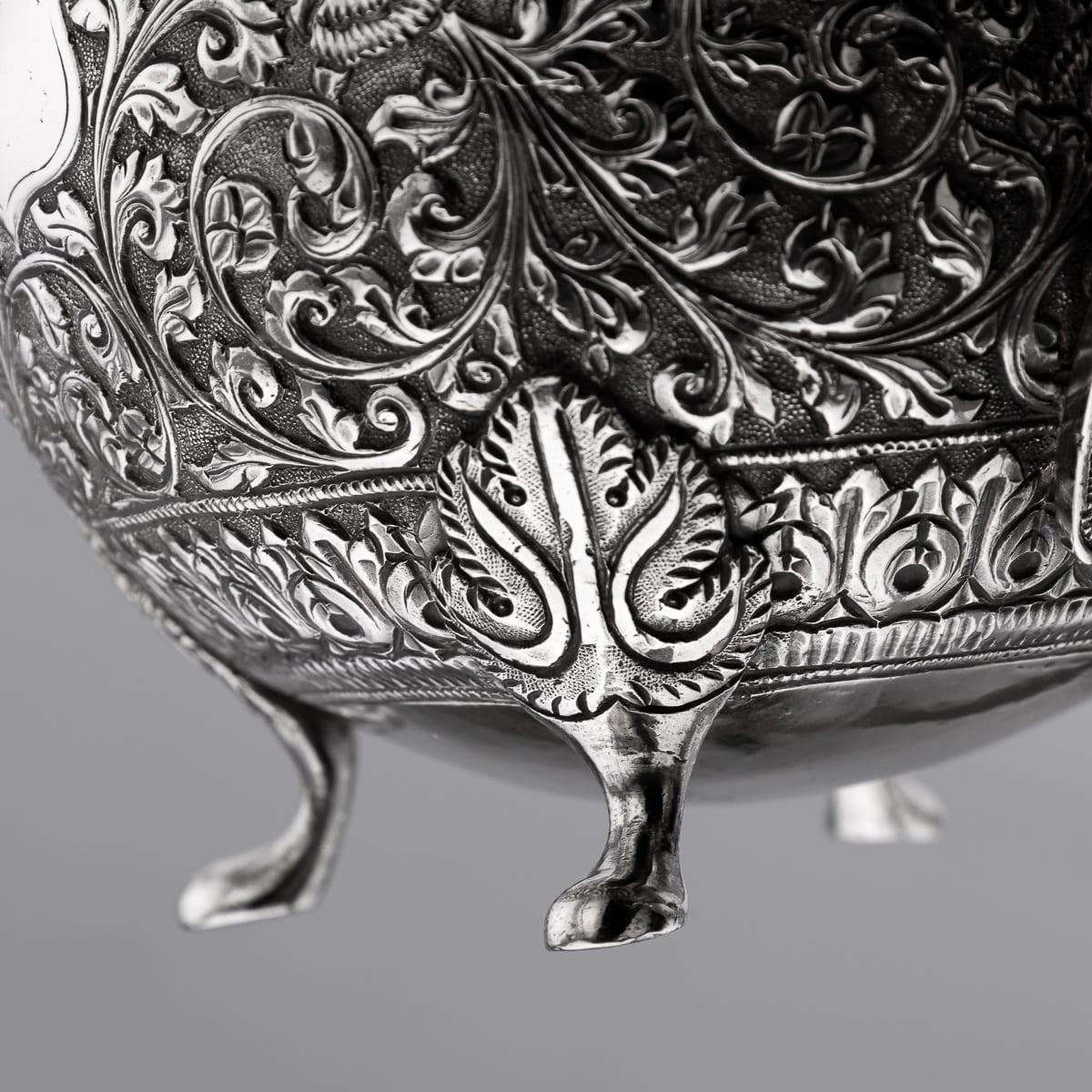 Antique 19th Century Indian Kutch Solid Silver Teapot c.1890 For Sale 16