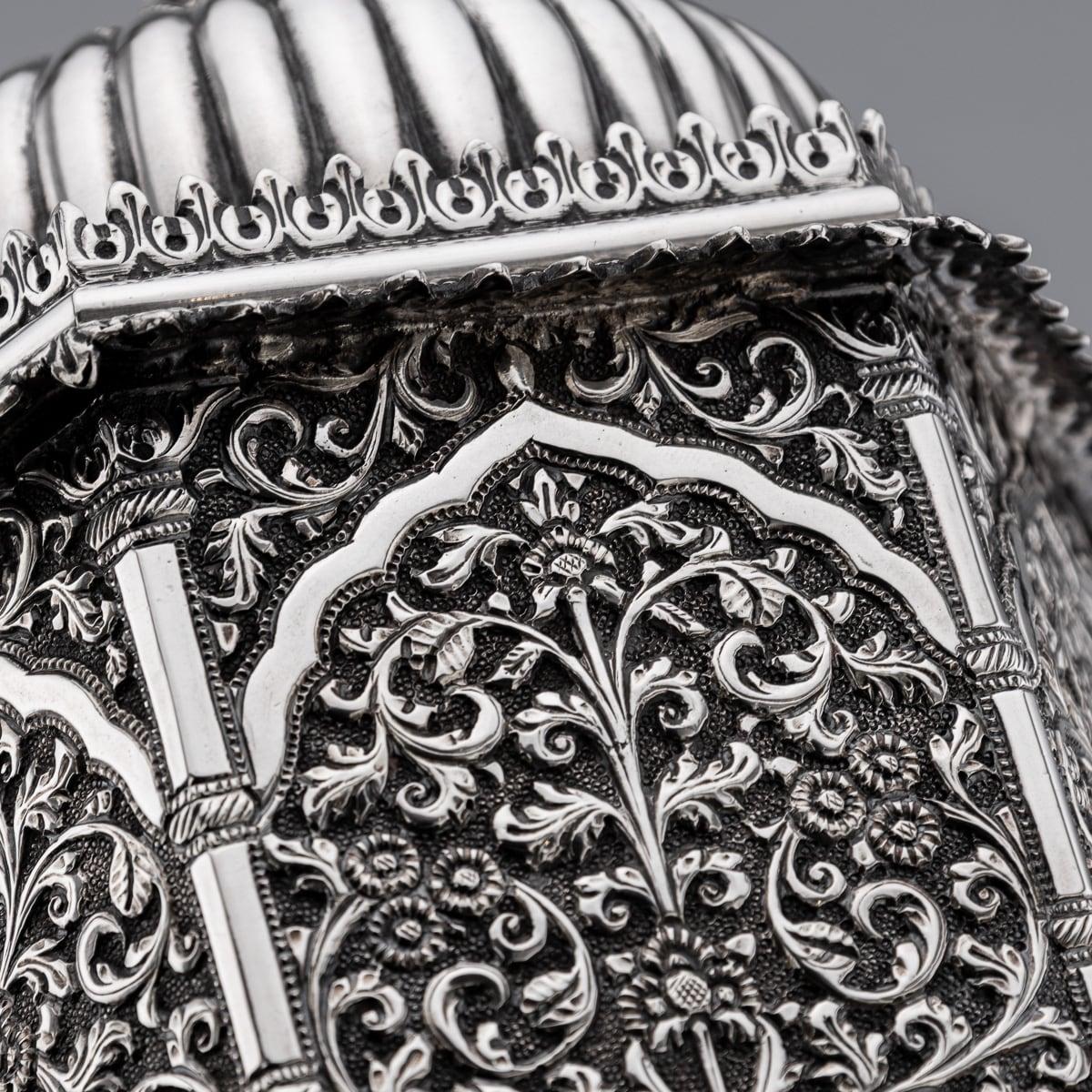Antique 19th Century Indian Kutch Solid Silver Temple Shaped Tea Caddy c.1880 10