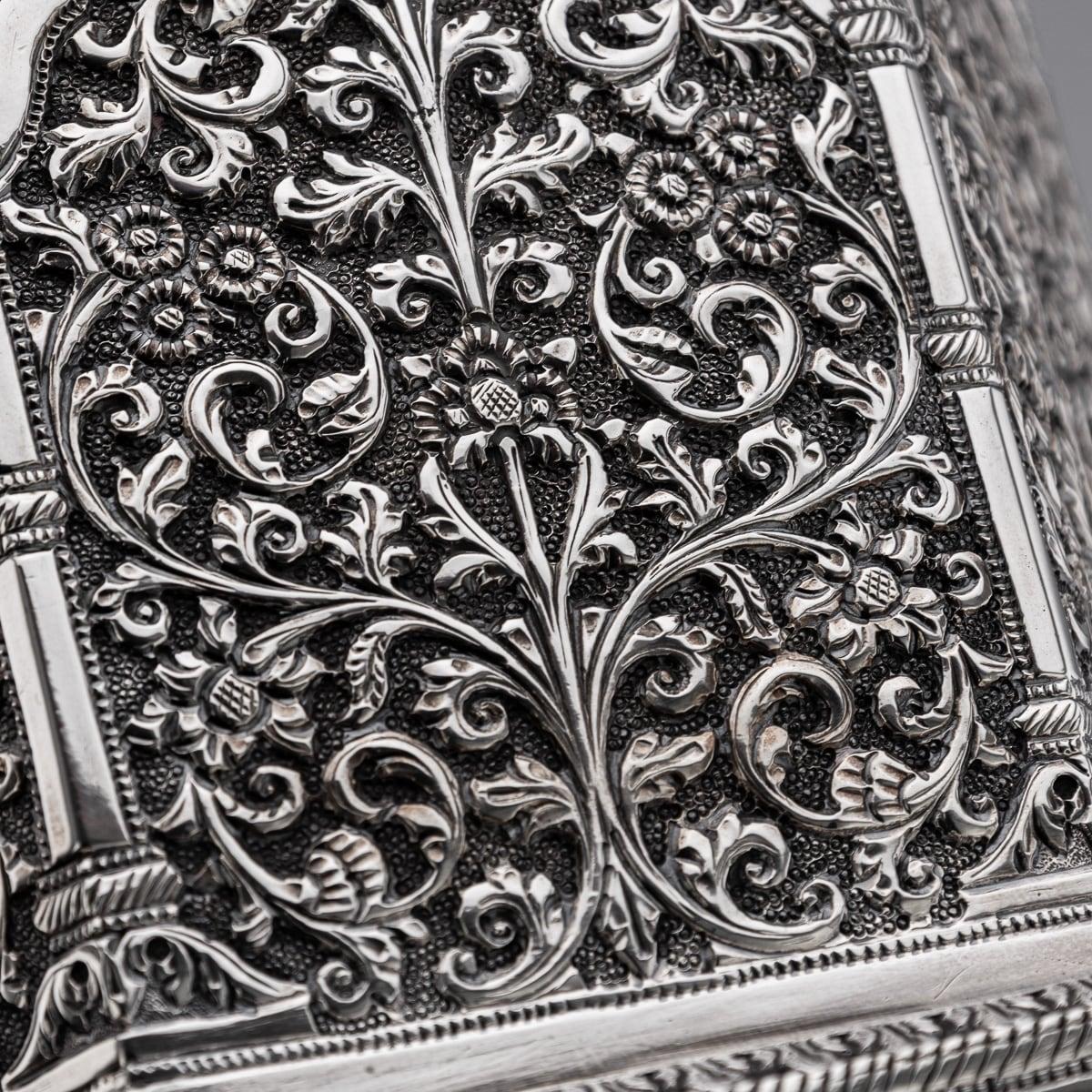 Antique 19th Century Indian Kutch Solid Silver Temple Shaped Tea Caddy c.1880 11