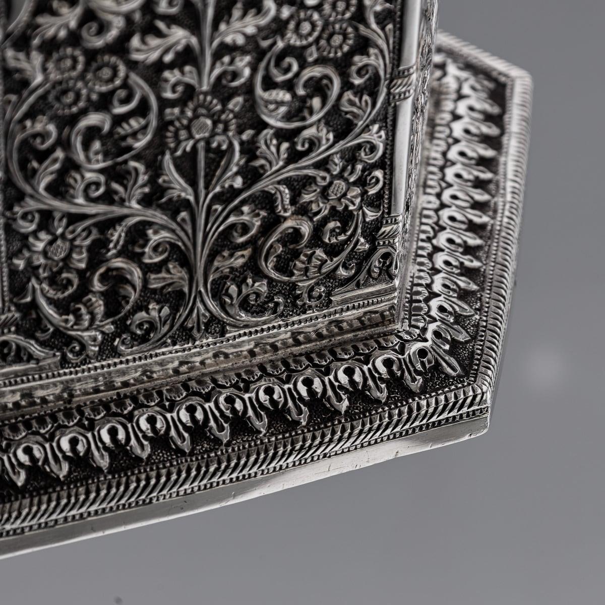 Antique 19th Century Indian Kutch Solid Silver Temple Shaped Tea Caddy c.1880 14