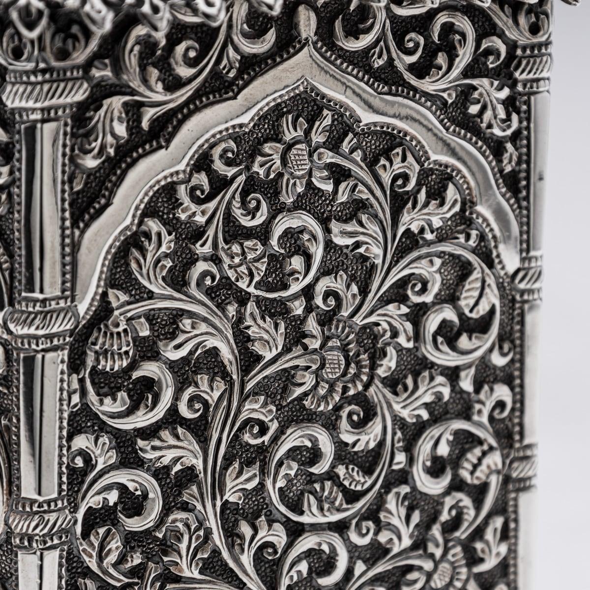 Antique 19th Century Indian Kutch Solid Silver Temple Shaped Tea Caddy c.1880 15