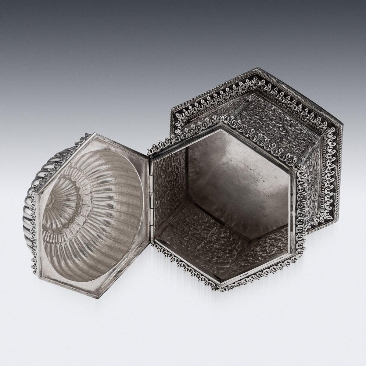 Antique 19th Century Indian Kutch Solid Silver Temple Shaped Tea Caddy c.1880 3