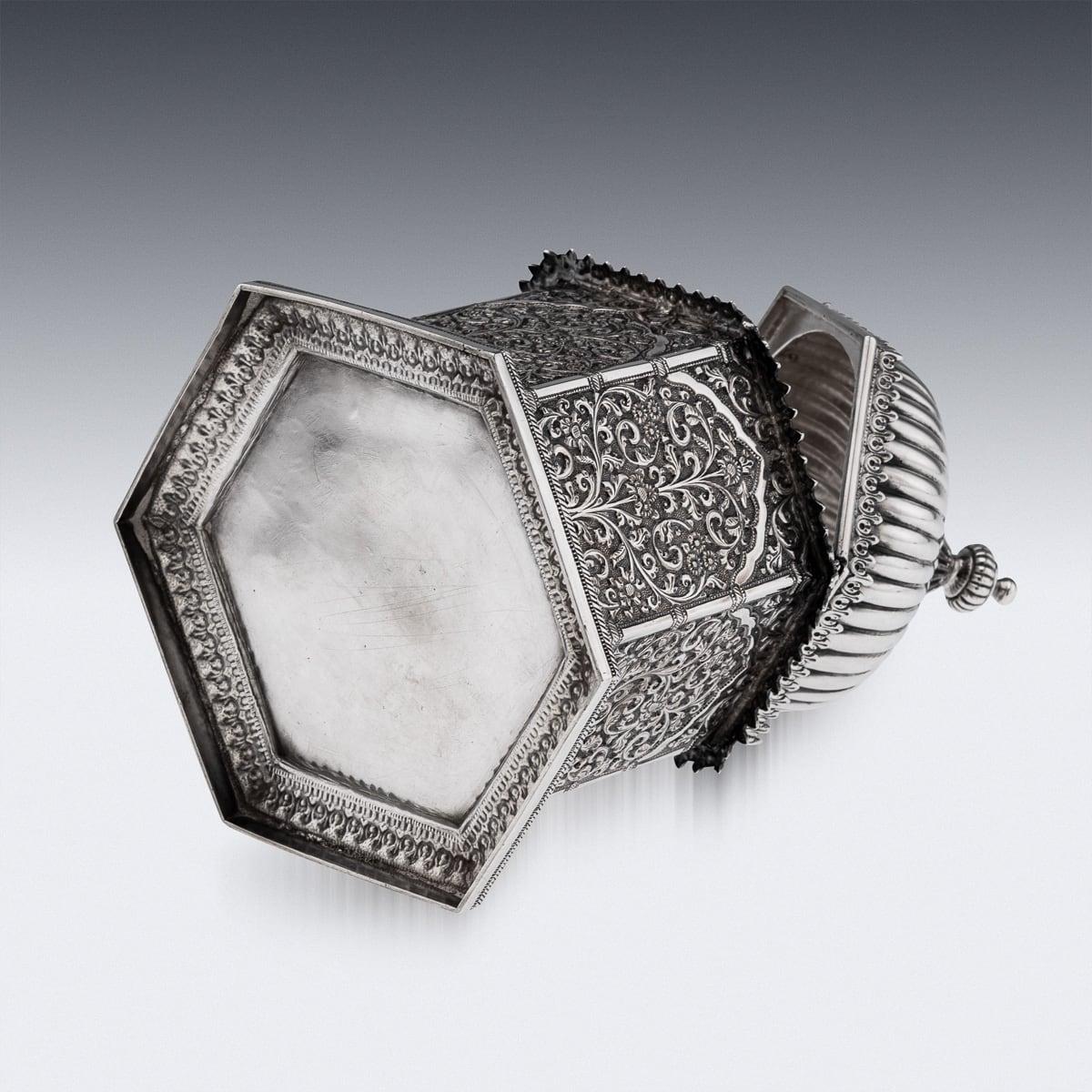 Antique 19th Century Indian Kutch Solid Silver Temple Shaped Tea Caddy c.1880 4