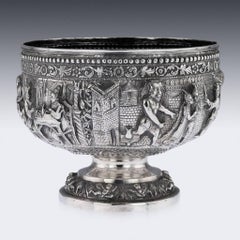 Antique 19th Century Indian Poona Solid Silver Decorative Bowl, circa 1880