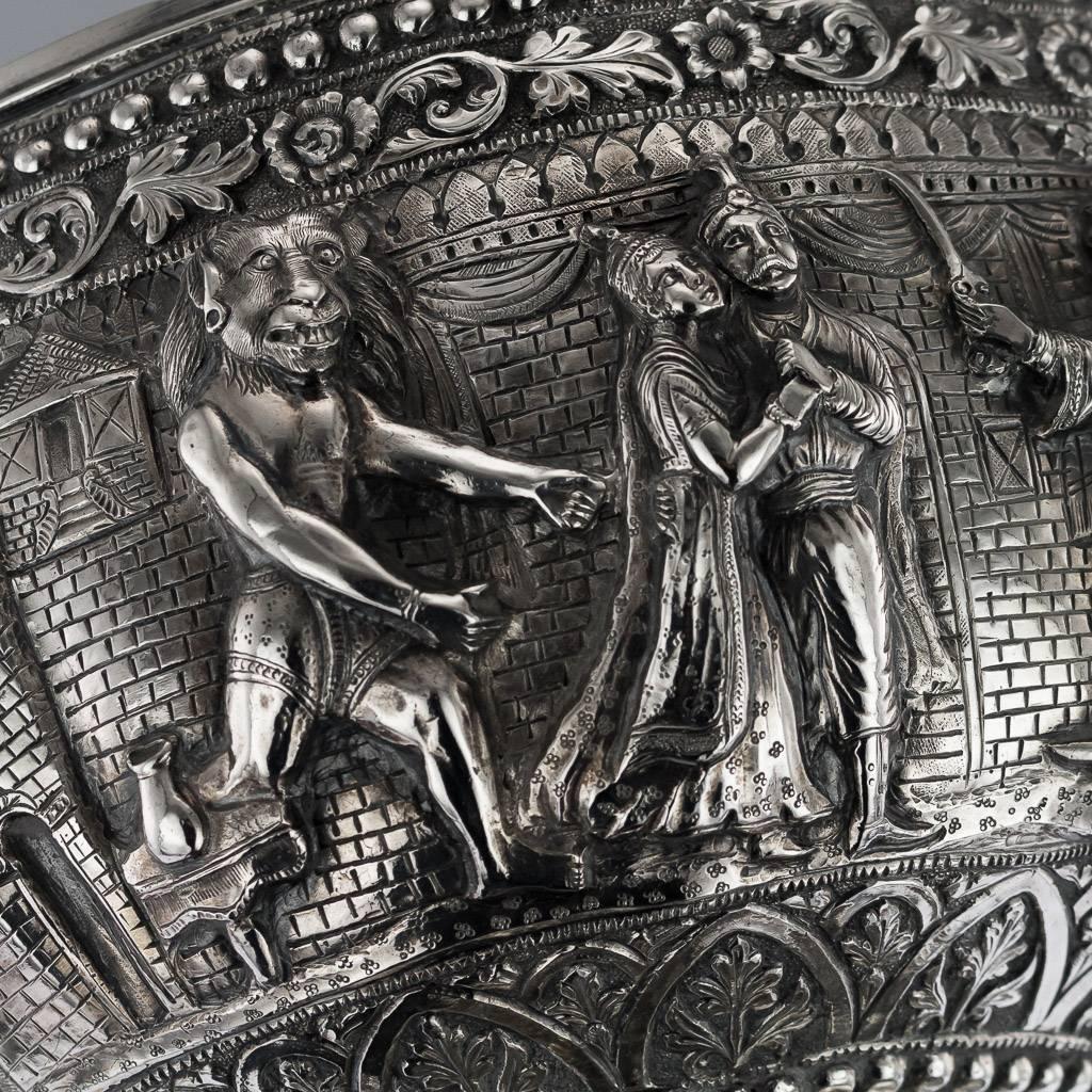 Antique 19th Century Indian Poona Solid Silver Decorative Bowl, circa 1880 5