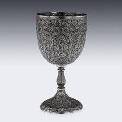 Antique 19th Century Indian Solid Silver Goblet, Kashmir, circa 1890