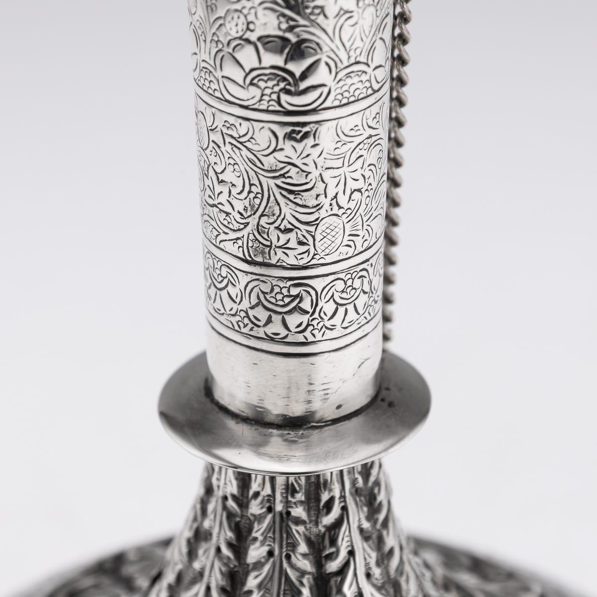 Antigua botella de agua Surahi de plata maciza india del siglo XIX, Lucknow c.1870 en venta 7