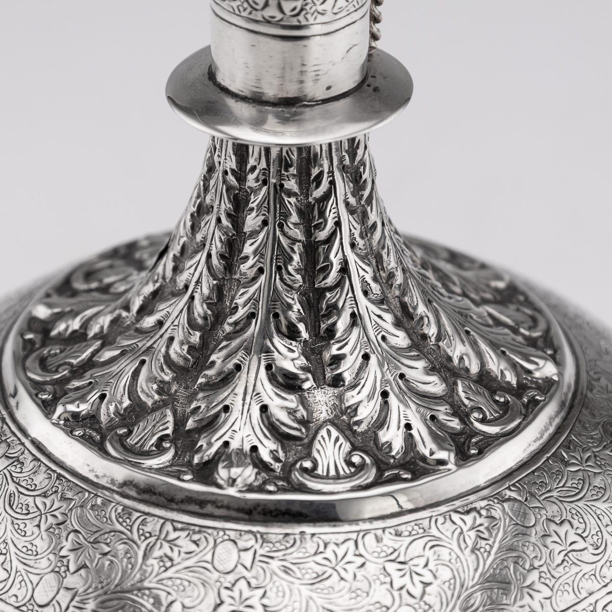 Antigua botella de agua Surahi de plata maciza india del siglo XIX, Lucknow c.1870 en venta 8