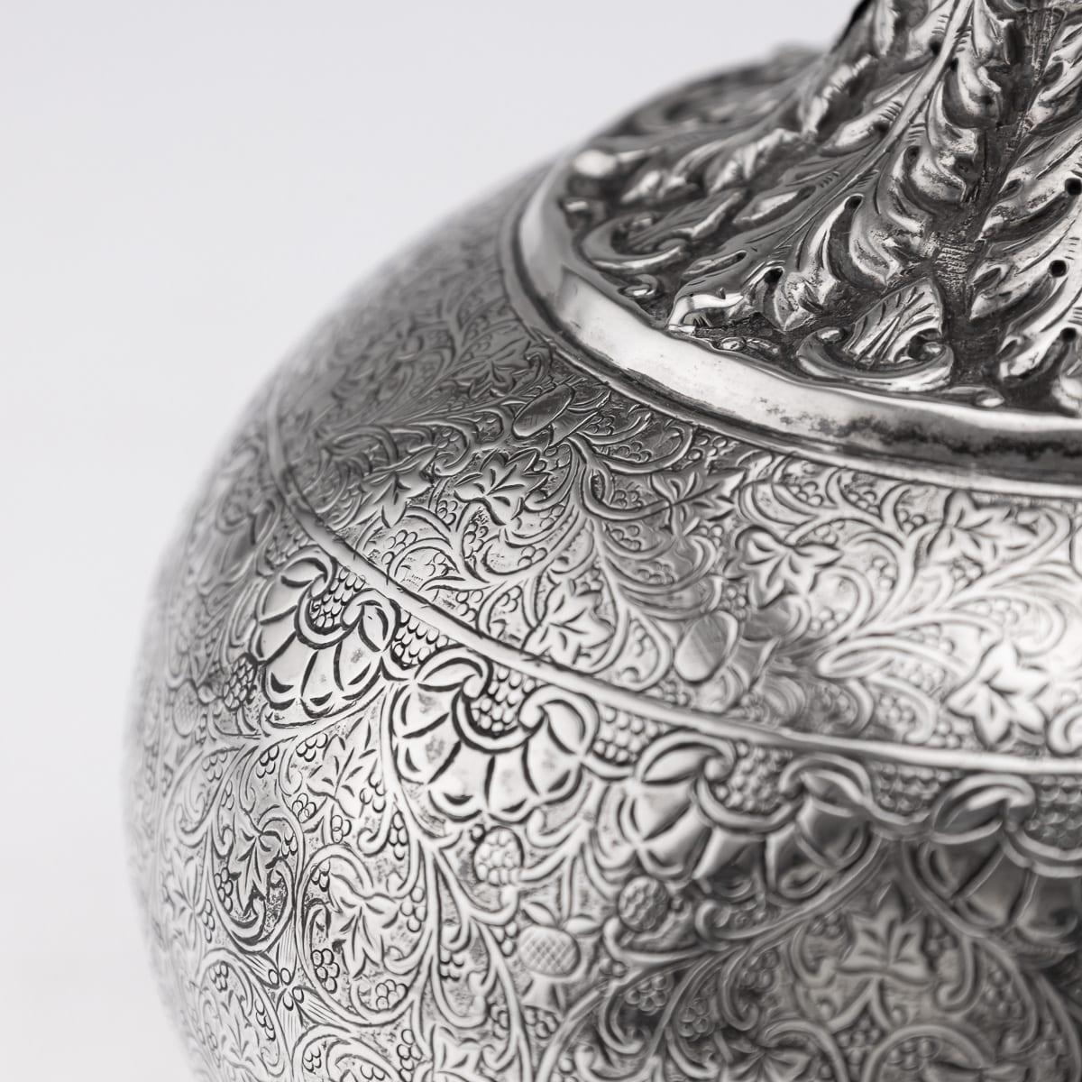 Antigua botella de agua Surahi de plata maciza india del siglo XIX, Lucknow c.1870 en venta 10